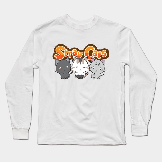 Cute Stray Cats Long Sleeve T-Shirt by Flower Flame